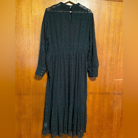 Boho J Crew Lace Embroidered Long-Sleeve Midi Dress A-line Sold Out 14 NWT - Picture 6 of 6